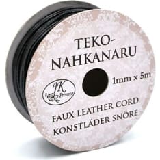 Faux leather cord 1mm x 5m black