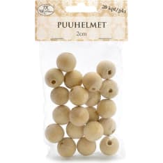 Wood beads 2,5cm natur 10pcs