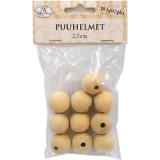 Wood beads 2,5cm natur 10pcs