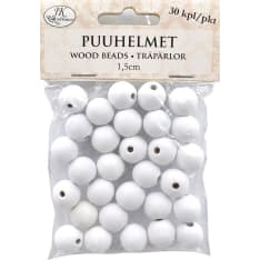 Wood beads 2,5cm white 10pcs