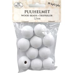 Wood beads 2,5cm white 10pcs