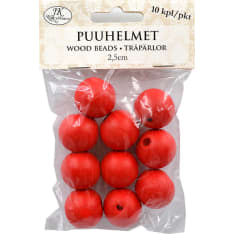 Wood beads 2,5cm red 10pcs