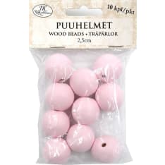 Wood beads light pink 2,5cm 10pcs