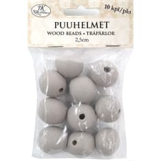 Wood beads 2,5cm grey 10pcs