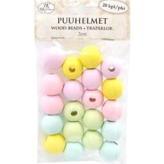 Wood beads 2,5cm pastel assortment 10pcs
