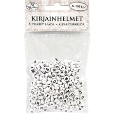 J.K. Primeco 300kpl pyöreä valkoinen/musta Kirjainhelmet