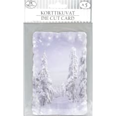 J.K. Primeco 5 pcs Christmas landscape blue Die cut card