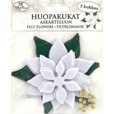 J.K. Primeco 5pcs Poinsettia white Felt flowers