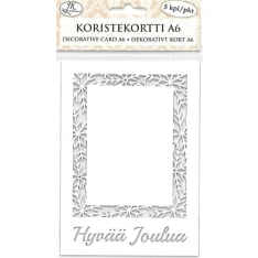 Decorative card A6 Lumihiutalereuna ja teksti white 5pcs