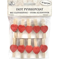 J.K. Primeco Sydän punainen 10 kpl isot pyykkipojat