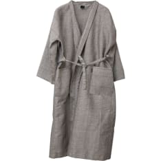 Jokipiin Pellava Laituri natural color/black linen bathrobe
