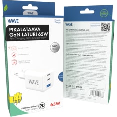 Wave 65W pikalataava USB-C & USB-A GaN verkkolaturi