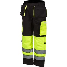 Priha 4132 Lk.1 musta/keltainen huomio riipputaskuhousut