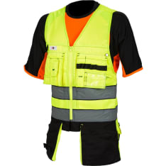 Priha 4130 Lk.1 yellow/black vest with hanging pockets