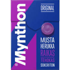 Mynthon Original Mustaherukka sokeriton +C cough drop 85g