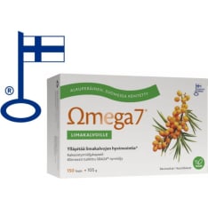 Omega7 SBA24® Kaksoistyrniöljy limakalvoille 150 kapselia ravintolisä