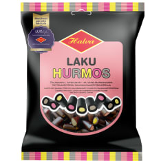 Halva Laku Hurmos Liquorice with salty, lemon and raspberry flavoured fillings and salty liquorice coating 150 g