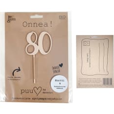 Puusydän Number 80 cake topper