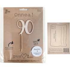 Puusydän Number 90 cake topper