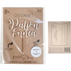 Puusydän Paljon Onnea cake topper