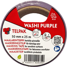 Telpak 50mm x 25m purple washiteippi