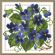 Farnia Sinisiä kukkia 21x21cm ristipistopakkaus