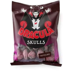 Dracula Vadelma Salmiakkikallo 65g karkkipussi
