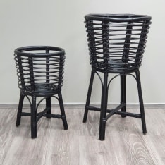 Village's rattan black flower stand