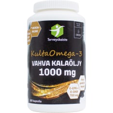Terveyskaista KultaOmega-3 Vahva kalaöljy 1000 mg ravintolisä