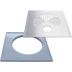PP-Product Apila eccentric mounting frame and stainless steel floor drain cover with pipe hole
