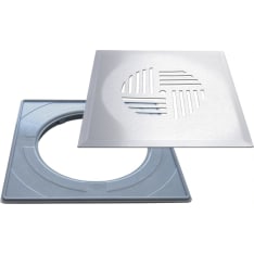 PP-Tuote Pyörre Dent standard installation frame and RST DESIGN floor drain cover