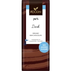 Foodin Dark 70% Sokeroimaton Luomu 40g Raw Chocolate Bar