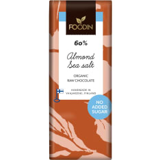 Foodin Almond-Seasalt Sokeroimaton Luomu 40g Raw Chocolate