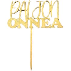 Wooden cake topper, mini Paljon Onnea