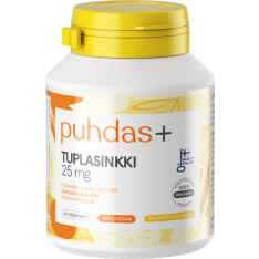 Puhdas+ Tuplasinkki 25 mg ravintolisä