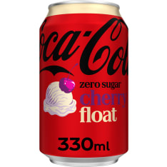 Coca-Cola Zero Cherry Float sugar free soft drink 330ml.