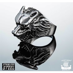 Northern Viking Jewelry Wolf Head Ring Steel ring