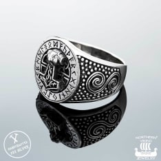 Northern Viking Jewelry Rune of Thor's Hammer silver ring