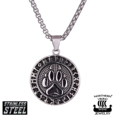 Northern Viking Jewelry Wolf Paw Rune Pendant riipus