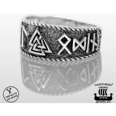 Northern Viking Jewelry Rune Valknut silver ring