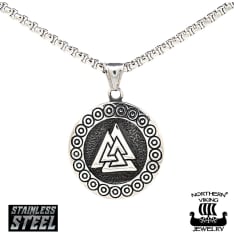 Northern Viking Jewelry Steel Valknut riipus