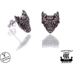 Northern Viking Jewelry Guardian Wolf Earrings
