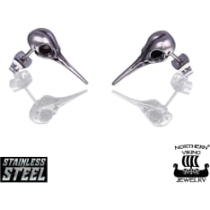 Northern Viking Jewelry® Steel Raven Skull korvakorut