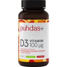 Puhdas+ D3-vitamiini 100 µg öljykapseli ravintolisä