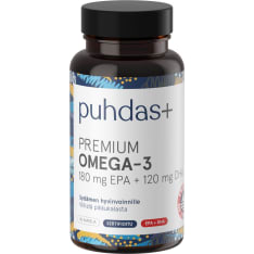 Puhdas+ Omega-3 180 mg EPA+120 mg DHA ravintolisä