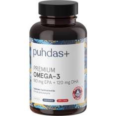 Puhdas+ Omega-3 180 mg EPA+120 mg DHA ravintolisä