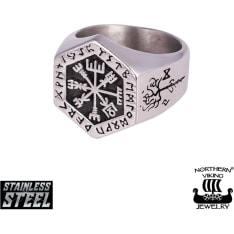 Northern Viking Jewelry Hexagonal Vegvisir sormus