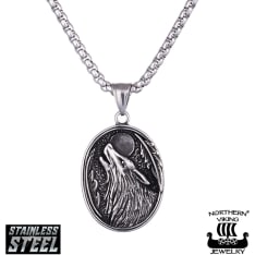 Northern Viking Jewelry Wolf & Moon kaulakoru