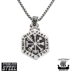 Northern Viking Jewelry Hexagonal Vegvisir kaulakoru