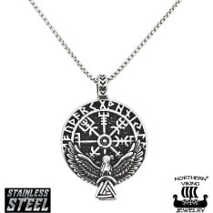 Northern Viking Jewelry Vegvisir Raven kaulakoru